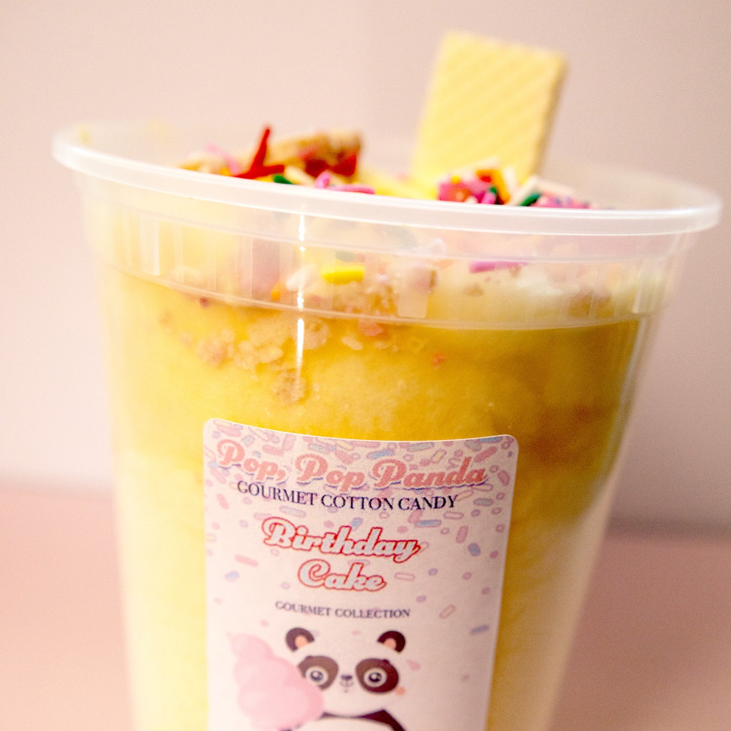 STUFFED Birthday Cake Cotton Candy FILLED with frosted animal cookies, vanilla wafers and topped with sprinkles | 5 oz