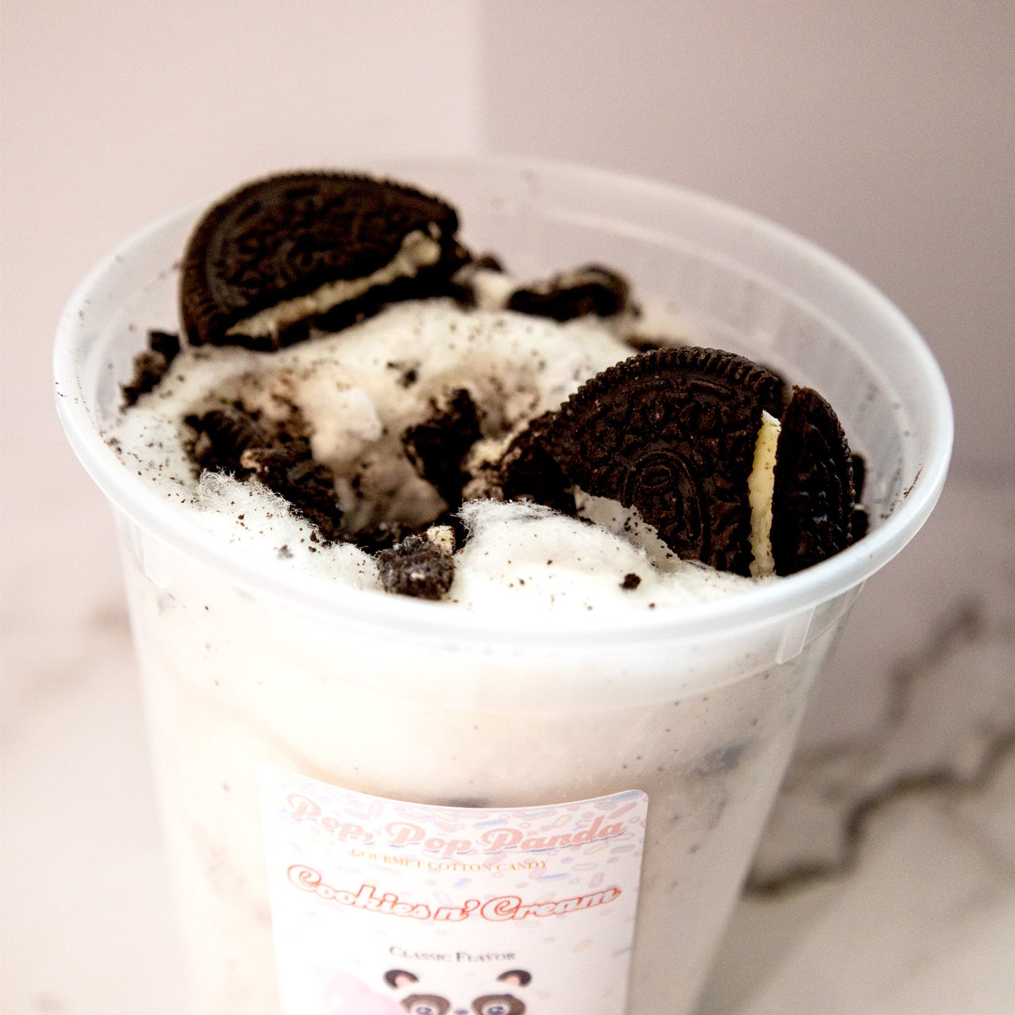 STUFFED Cookies n' Cream Cotton Candy FILLED and topped with chocolate sanwhich cookies | 5 oz