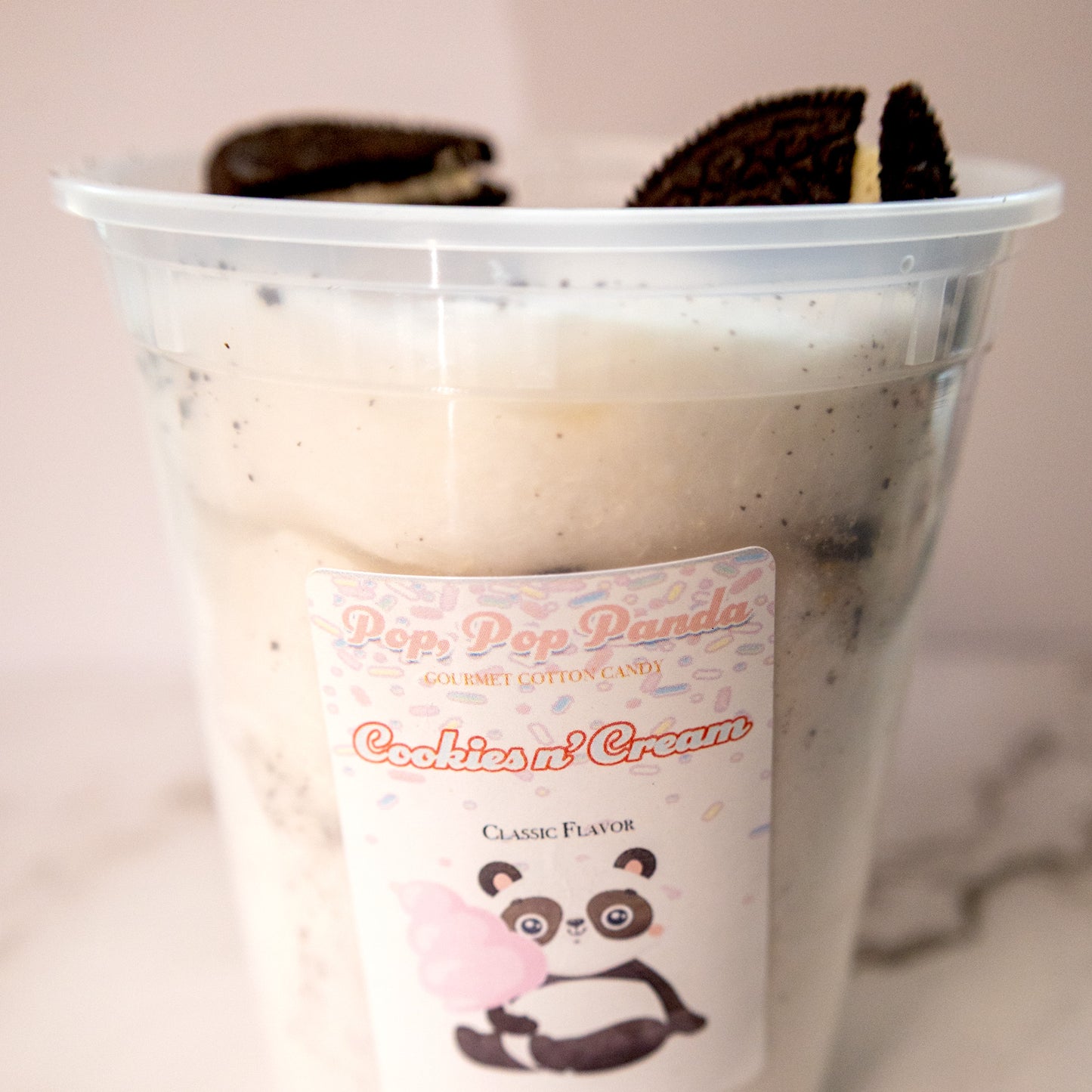 STUFFED Cookies n' Cream Cotton Candy FILLED and topped with chocolate sanwhich cookies | 5 oz