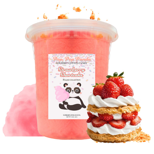 STUFFED Strawberry Shortcake Cotton Candy FILLED with biscotti cookies and strawberry vanilla wafers | 5 oz