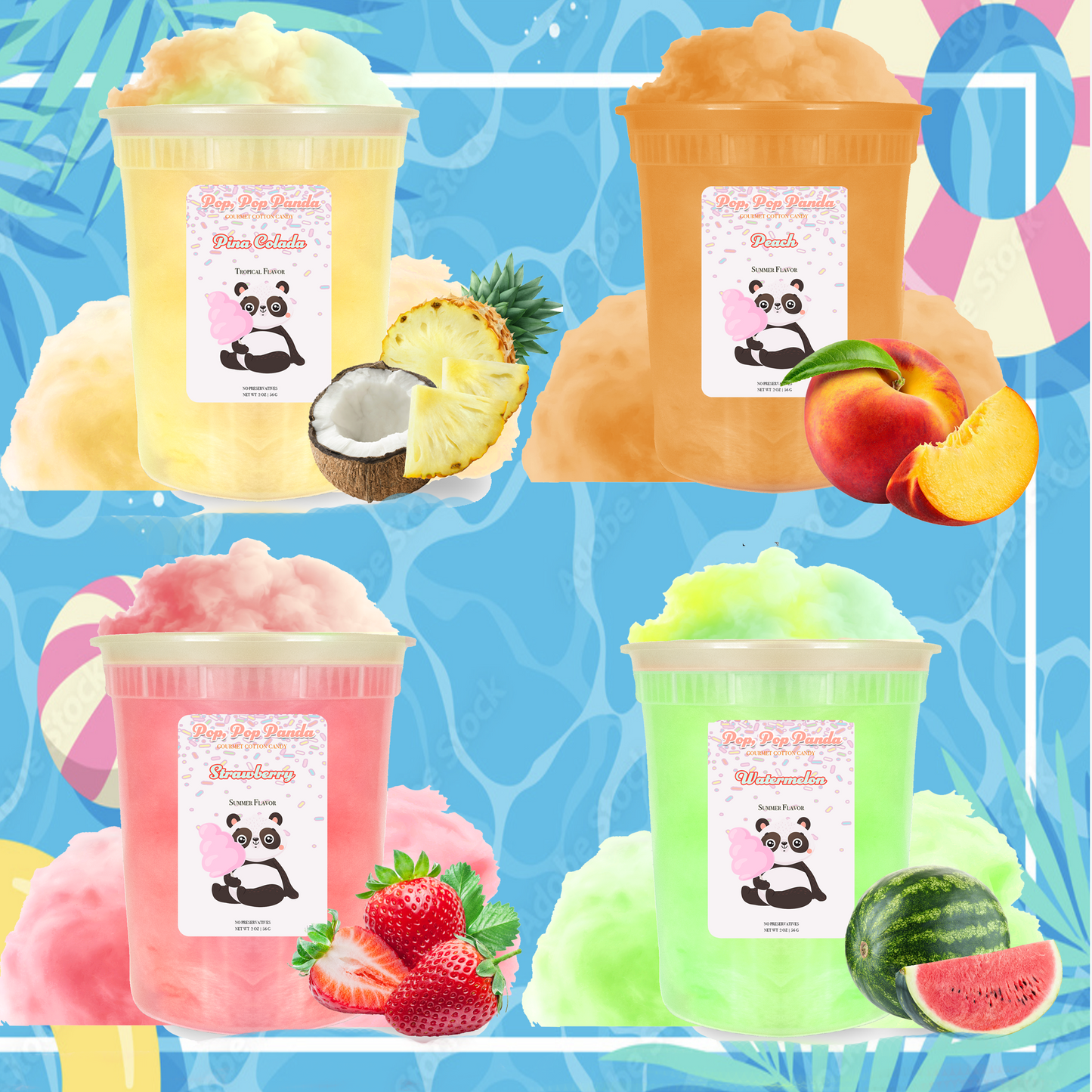 Summer Variety Pack - 4 Cotton Candy Tubs | 2 oz